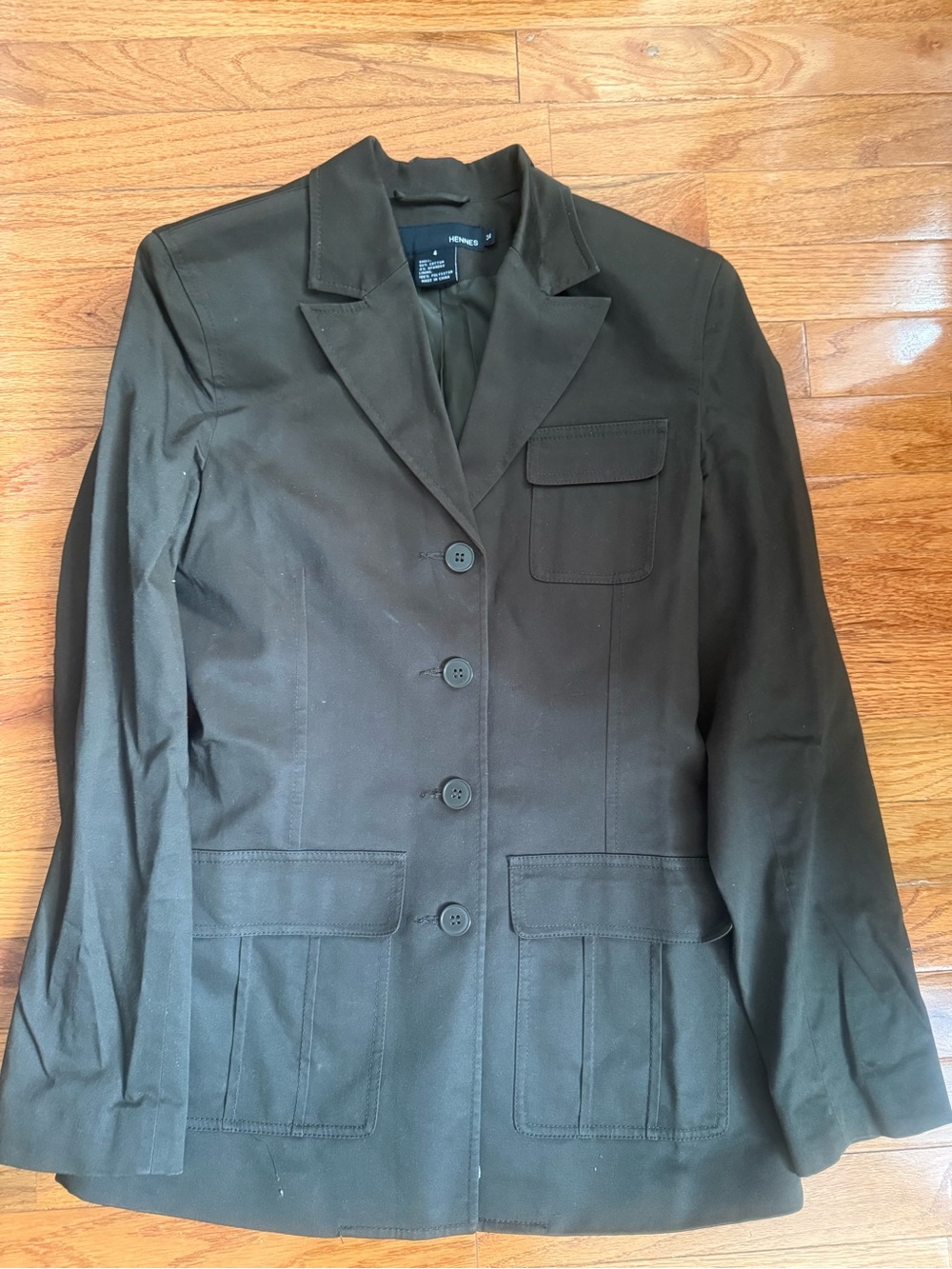 H&M Hennes Olive Green Structured Utility Blazer - Sz 4